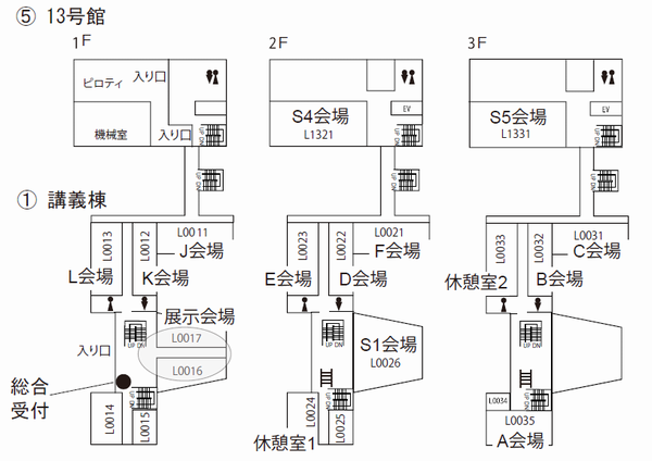 会場案内図（講義棟・13号館　）