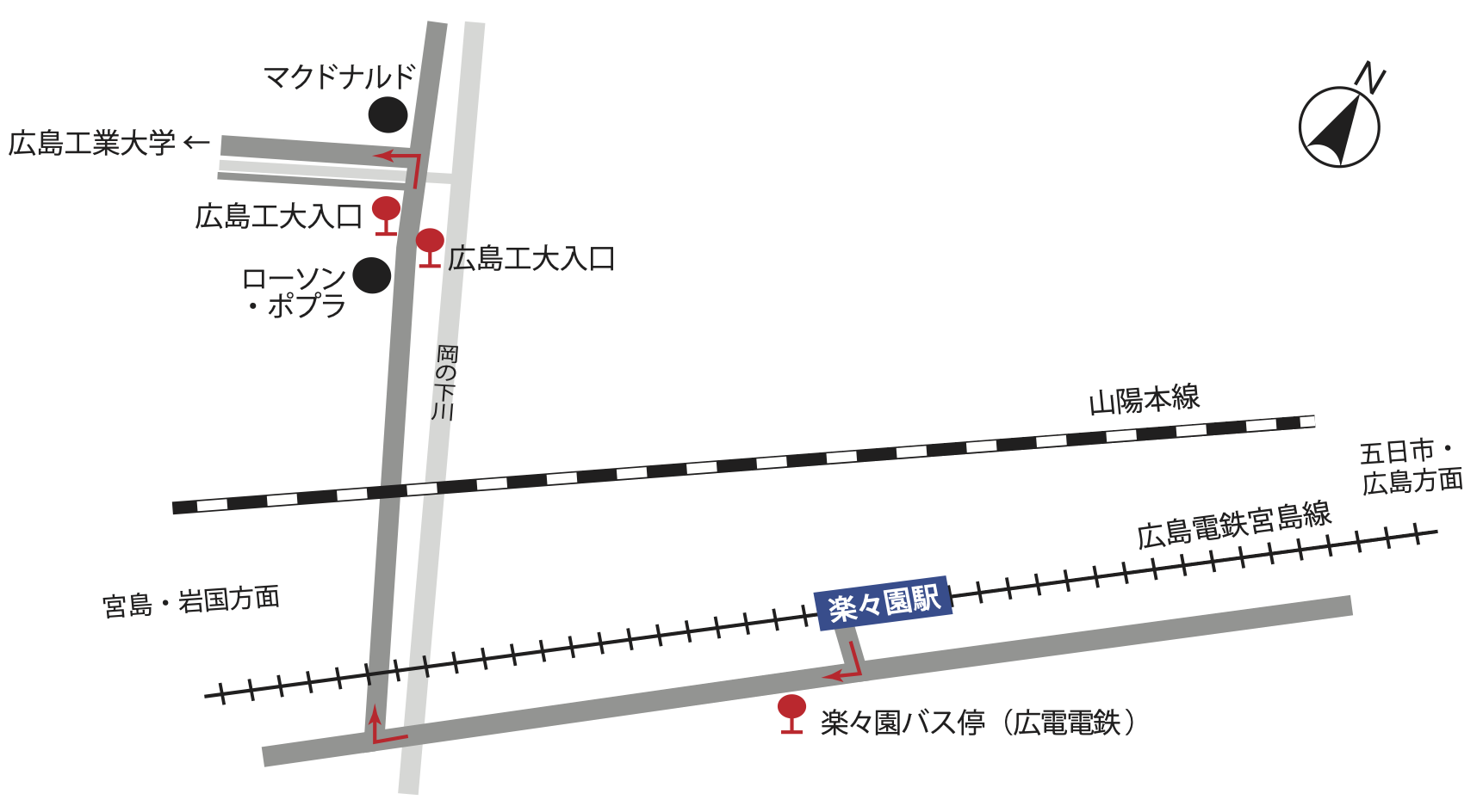 楽々園駅からのアクセス